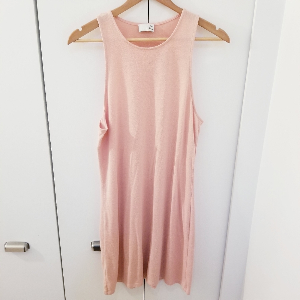 Wilfred Free Aritzia Pale Pink Sleeveless Mini Dress Long Top Racer Back